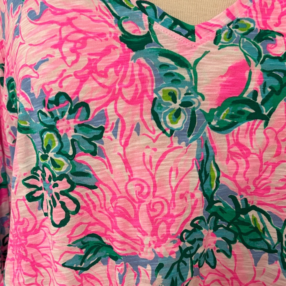 Lilly Pulitzer Etta Long Sleeve Top Blossom Pink Try Your Zest XL - Picture 2 of 5